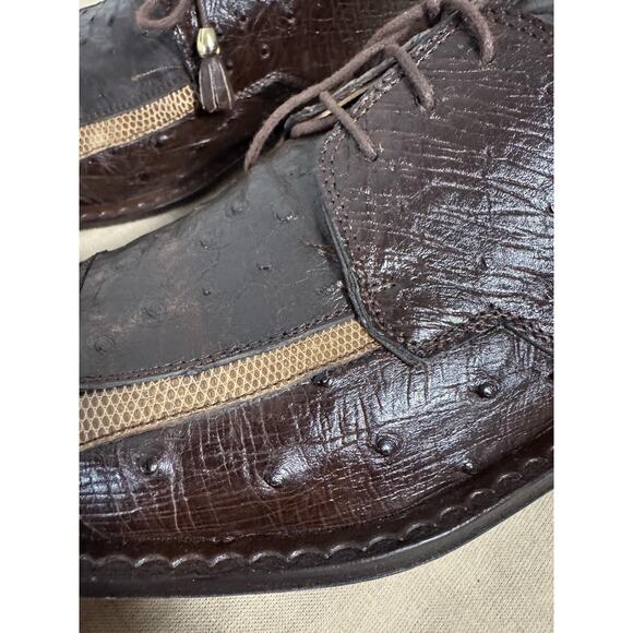slickexotica Shoes Mens Size 9 Brown Ostrich Teju Lizard Derby Square Toe Dress main image 8